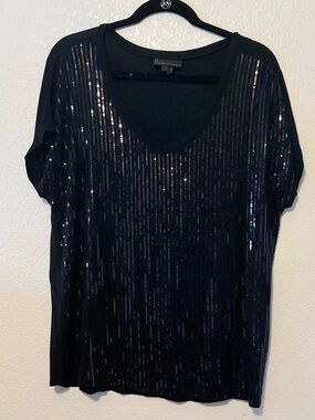 Jeans by buffalo Buff Black Short Sleeve Sequin V-Neck Tee 0003